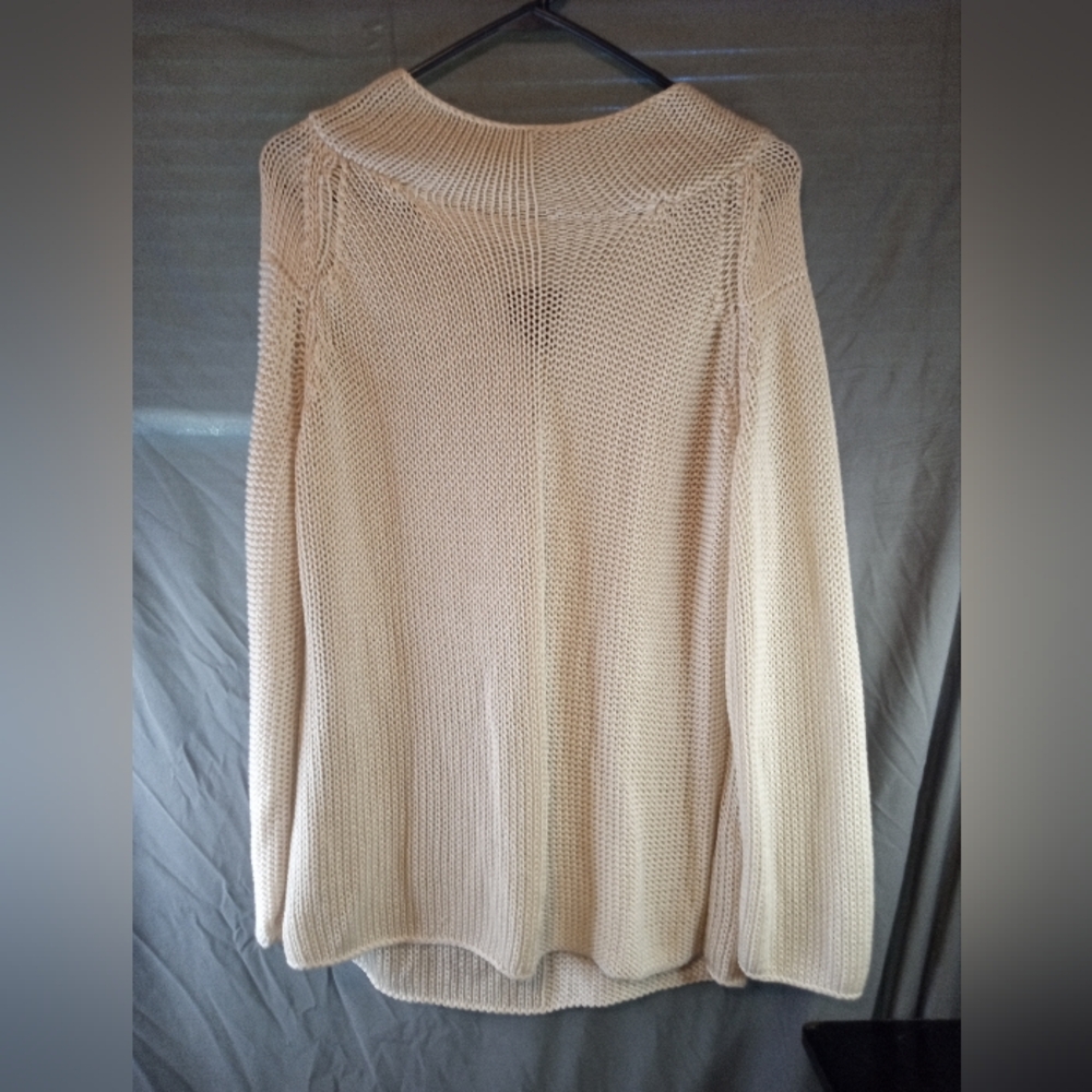 Pure 100% Cotton Hand-knit Cream Oversized Pullover Sweater
